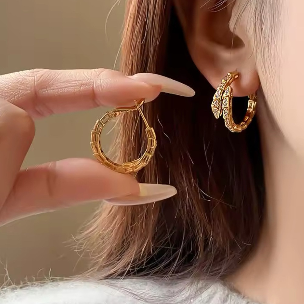 Abigail Creations Snake Shaped Drop Cubic Zirconia Earrings - Picture 3 of 5